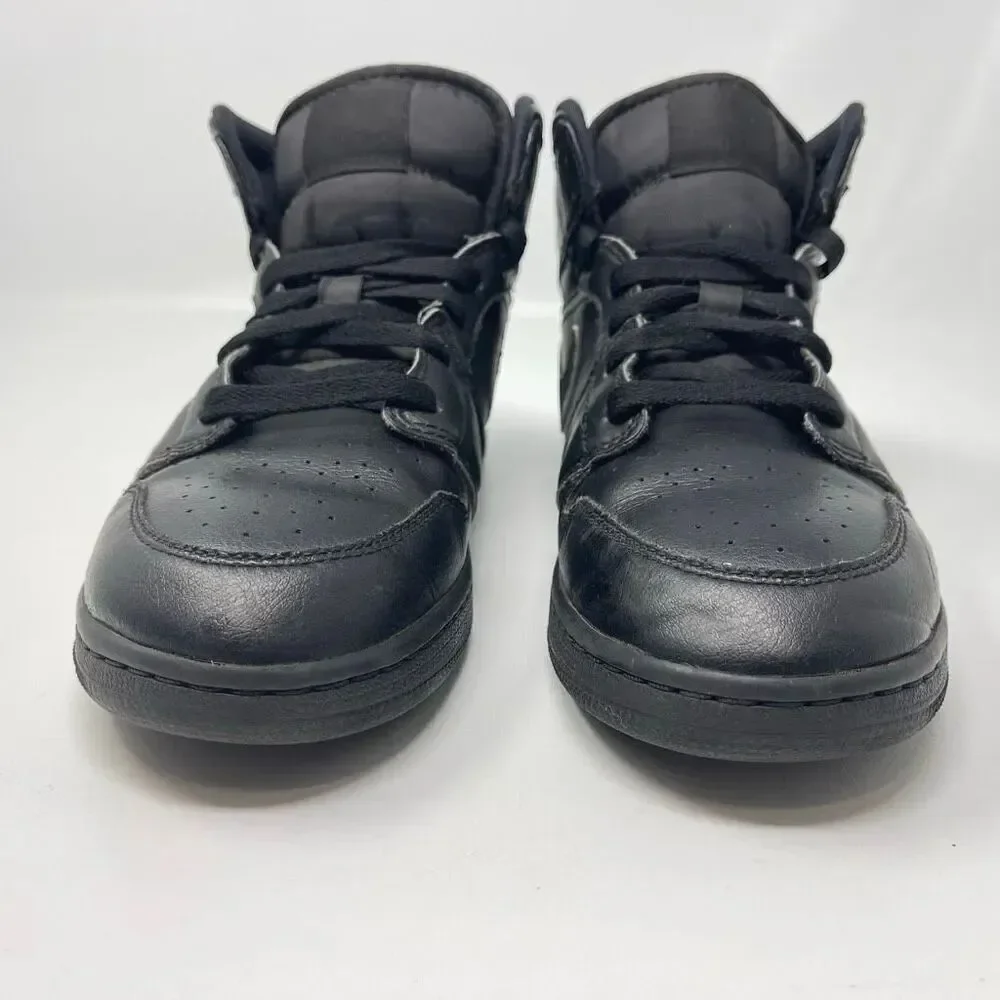 Nike Air Jordan 1 Mid Triple Black Sneakers Youth Size 7Y 8.5 Women’s 554725-090